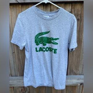 Lacoste Crocodile Logo Gray T-shirt Tee Size Medium